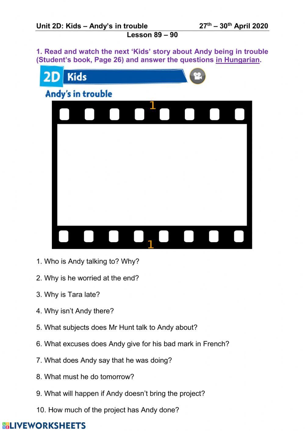 PC 4 Childrenページ P4 Unit 4D - Ki… | Free Interactive Worksheets | 5536976