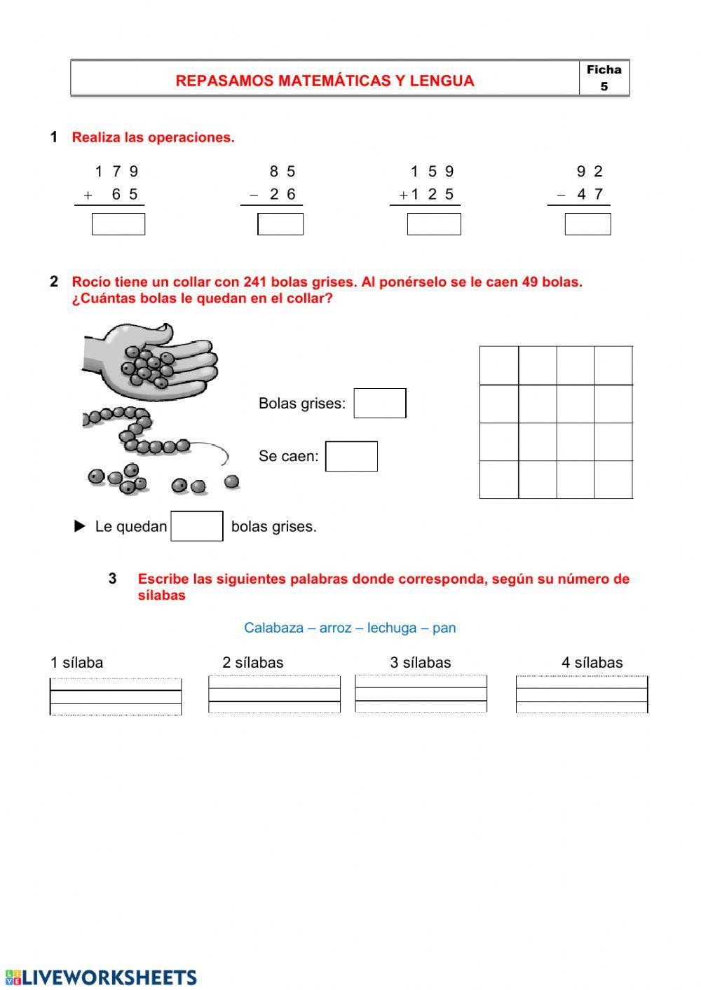 Repasamos mates y lengua 5