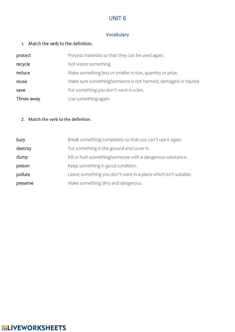 Verbs environment