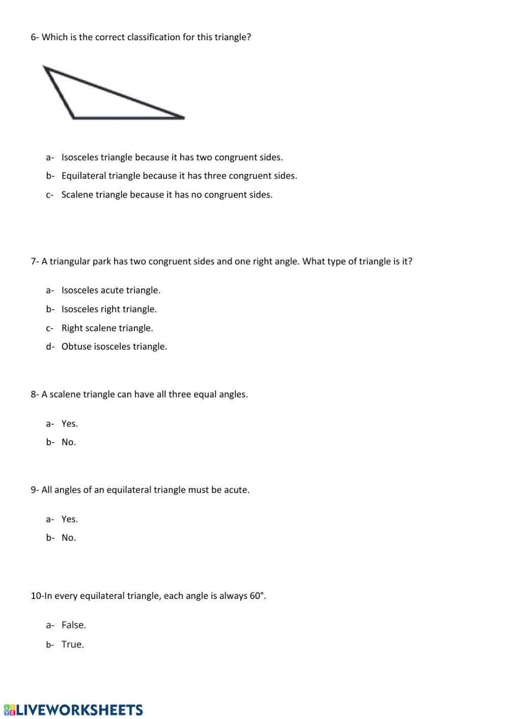Triangles end of unit quiz