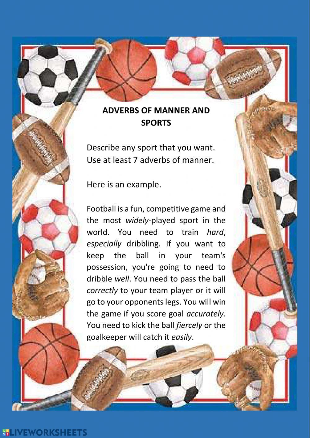 Adverbs of manner and sports