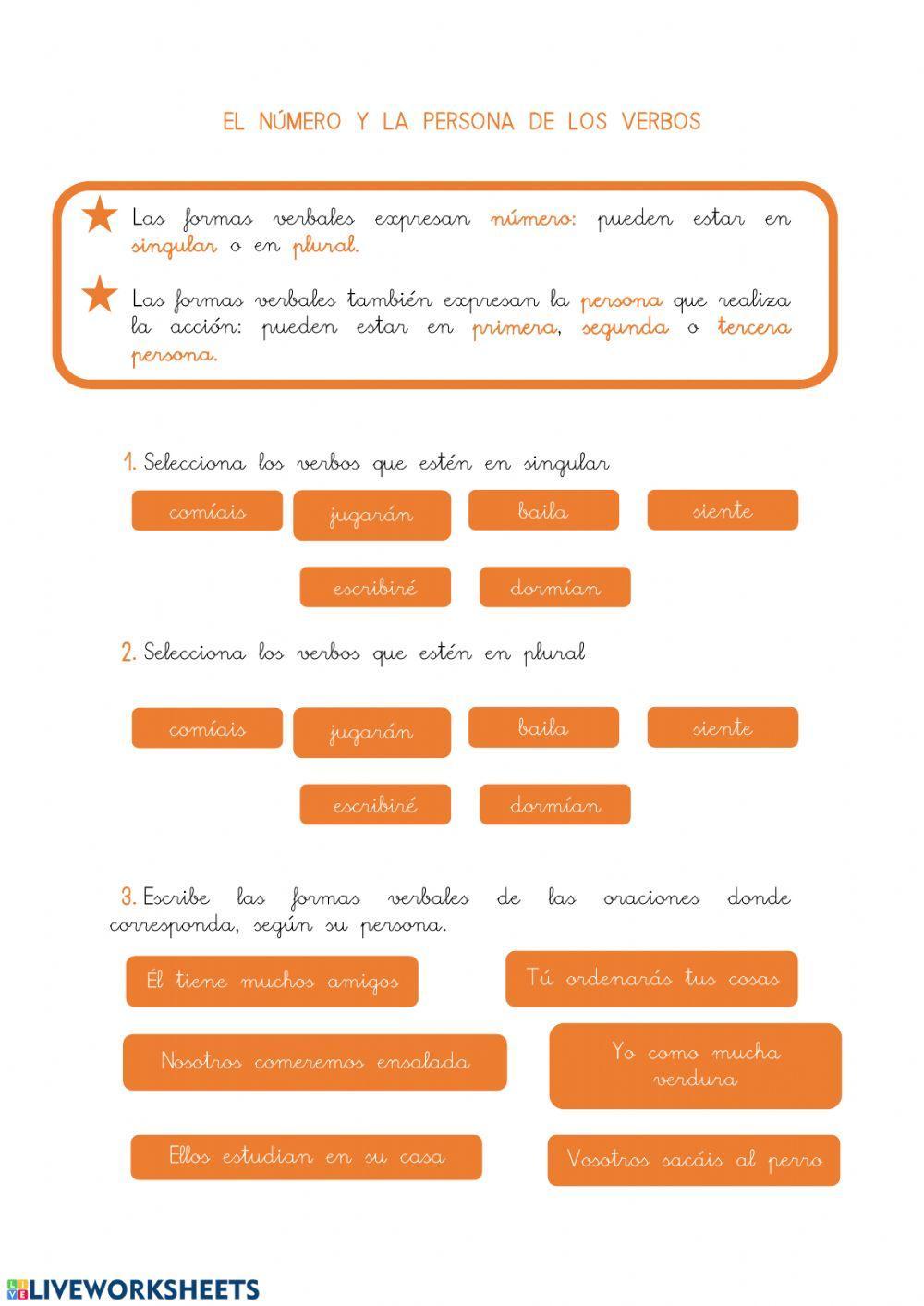 El verbo. Número y persona