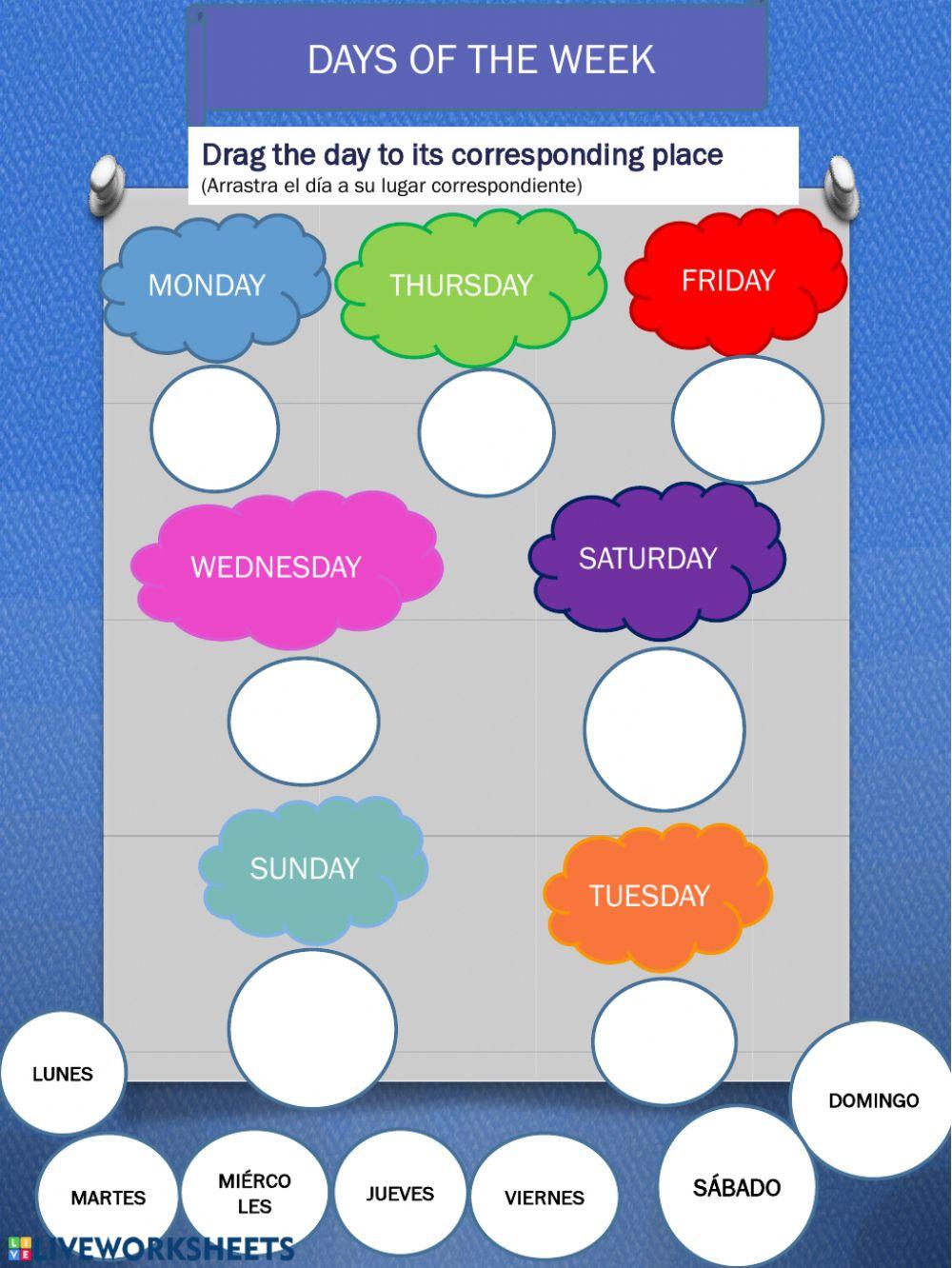 Días de la semana worksheet for Primaria Live Worksheets