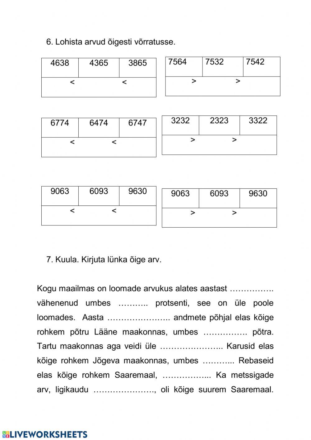 Arvud kümne tuhandeni.