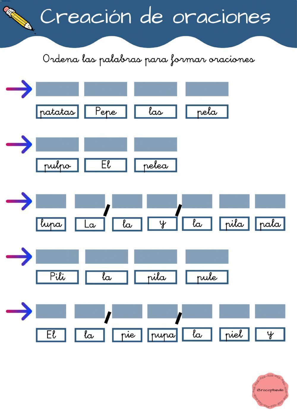 Formación oraciones