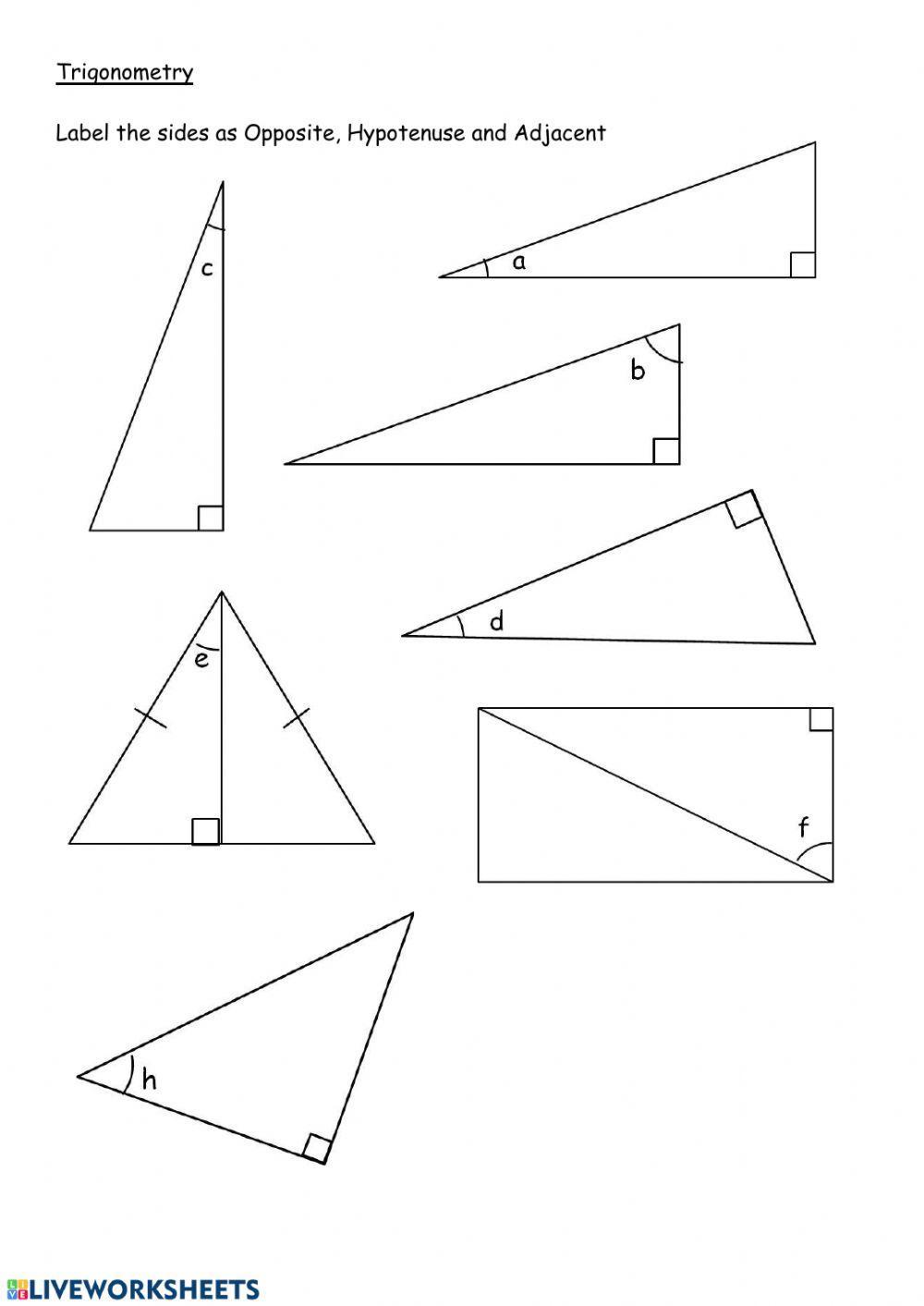 Label sides in right angle triangles