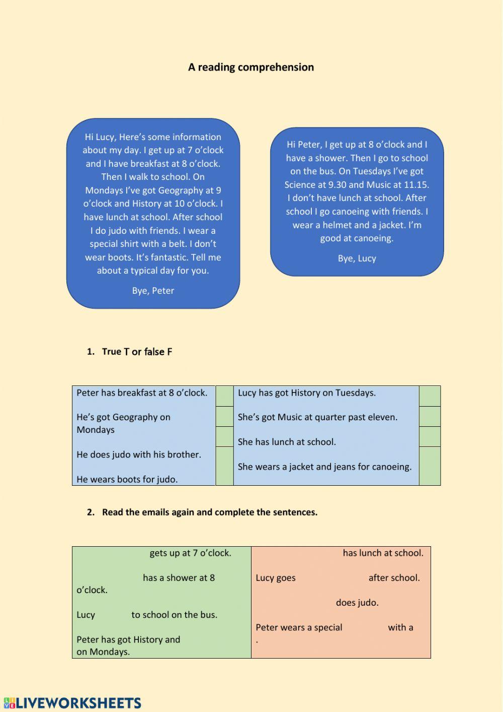 Reading comprehension