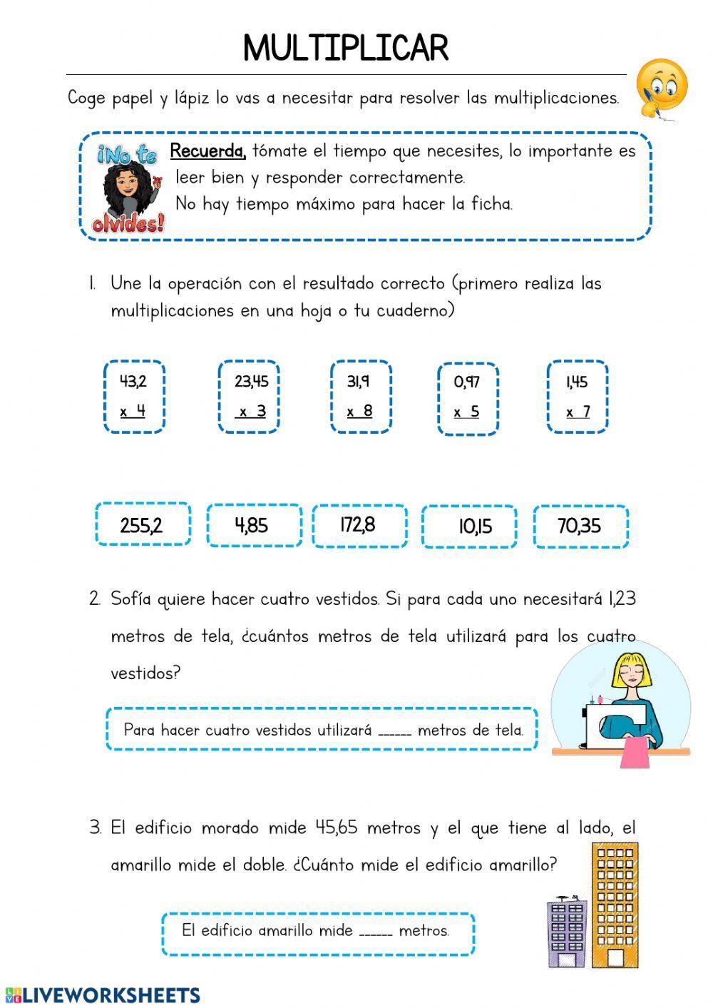 Multiplicar por un número decimal