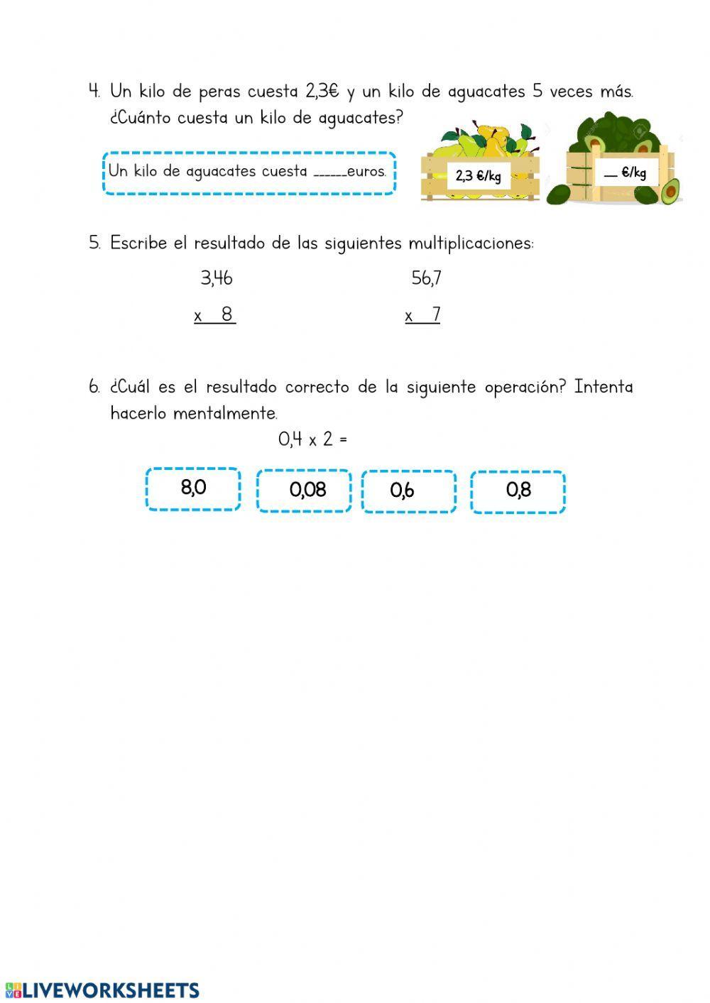 Multiplicar por un número decimal Multiplicar por un número decimal