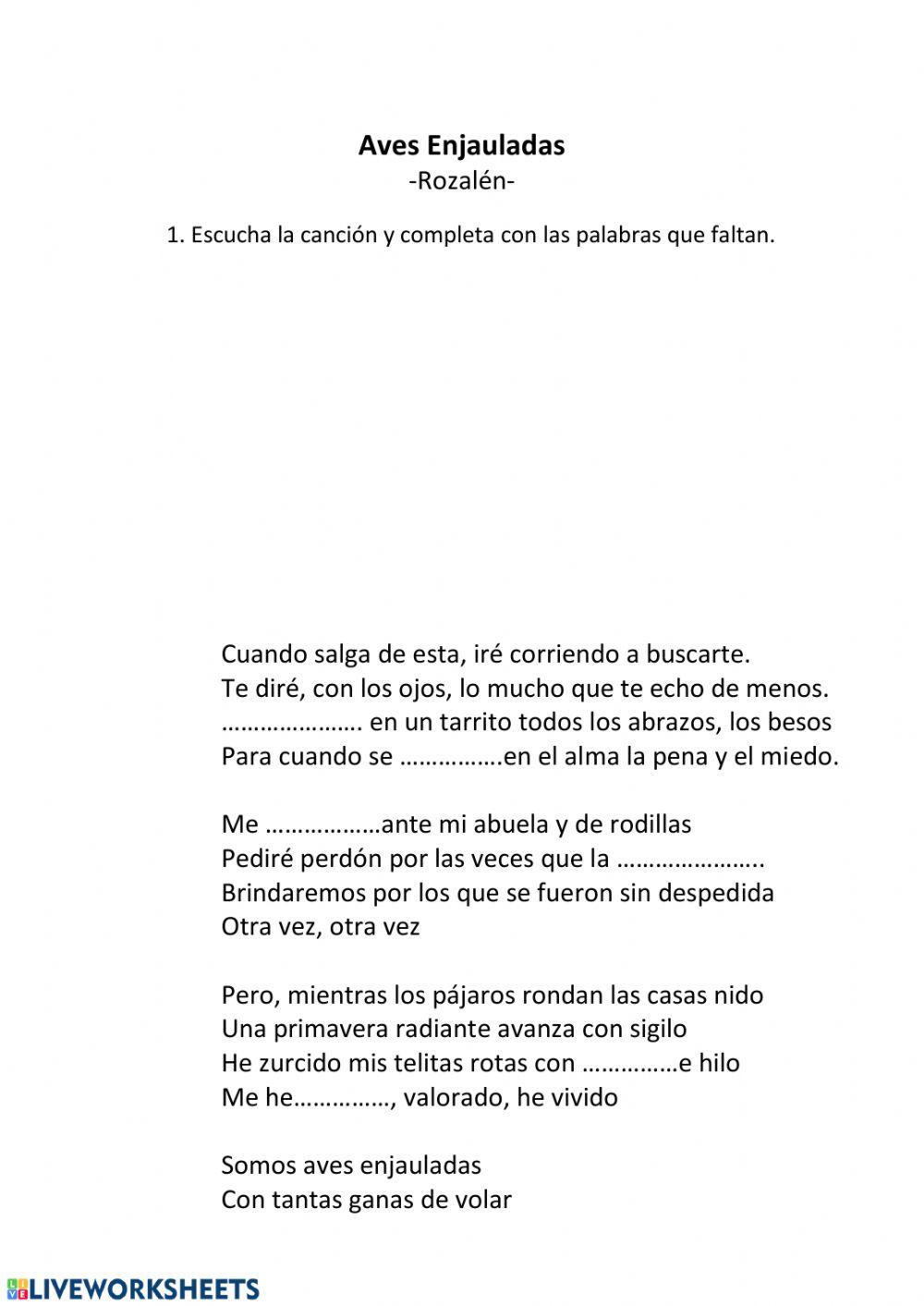 Canción: Aves enjaulads