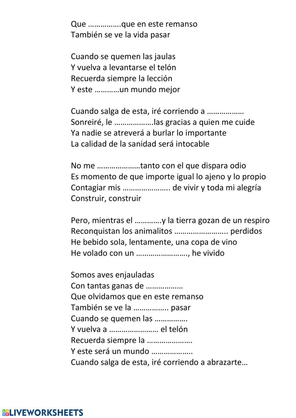 Canción: Aves enjaulads