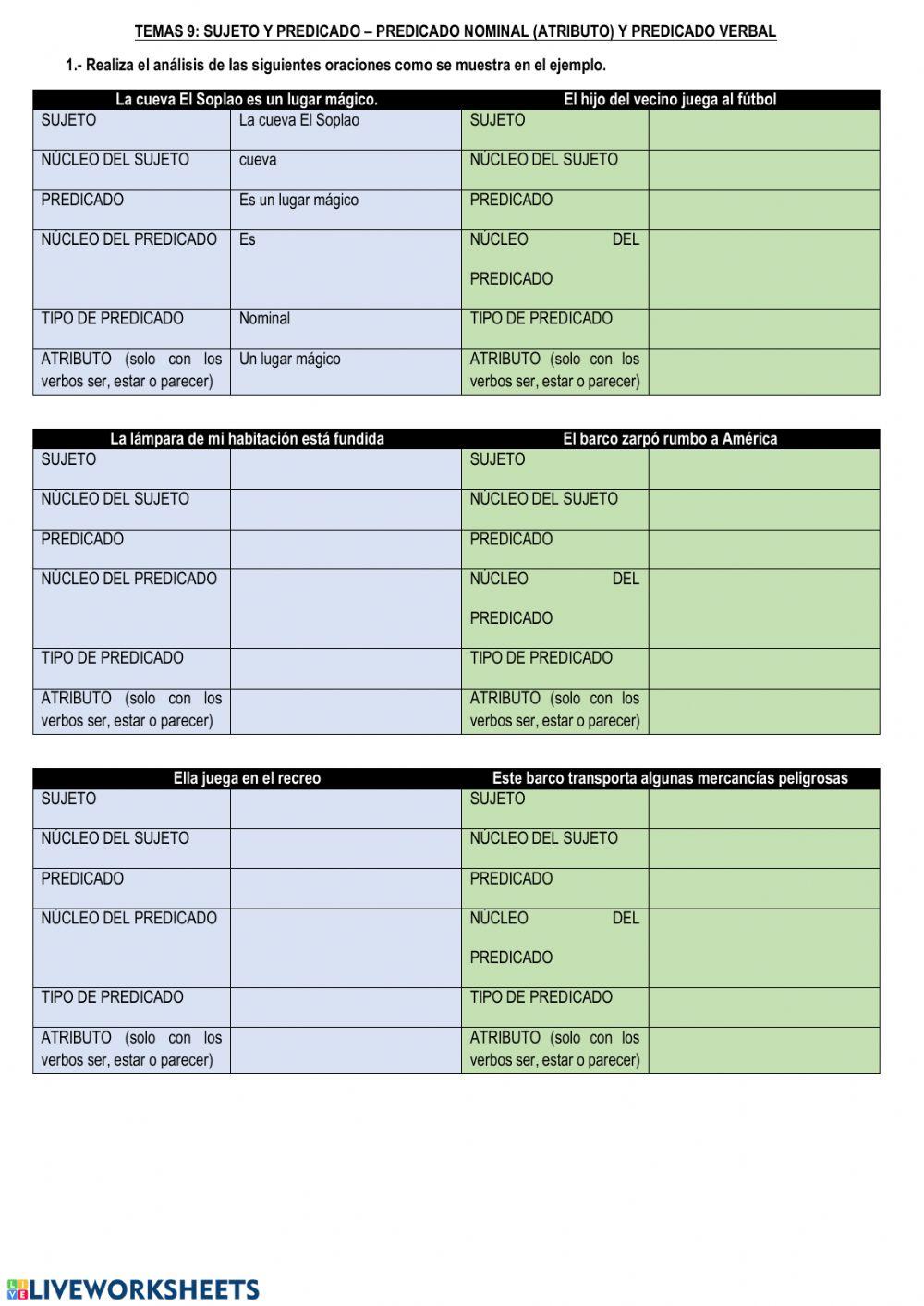 Sujeto y predicado 10