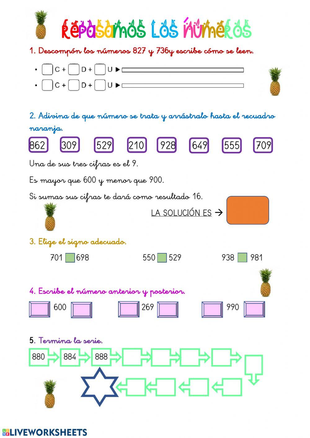 Repasamos los números.