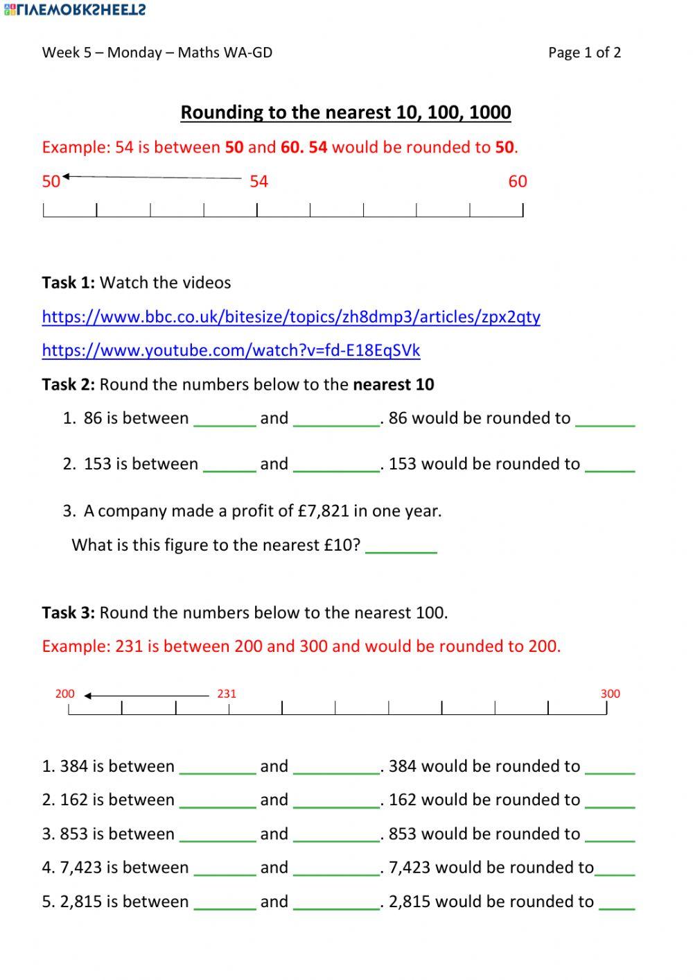 Rounding to 10, 100 and 1000