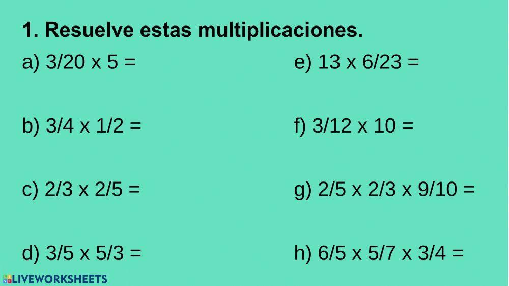 Multiplicación de fracciones