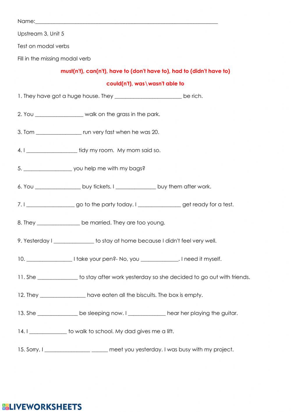 Upstream 3 Unit 5 Modal Verbs Worksheet Live Worksheets upstream-3-unit-5-modal-verbs-worksheet-live-worksheets