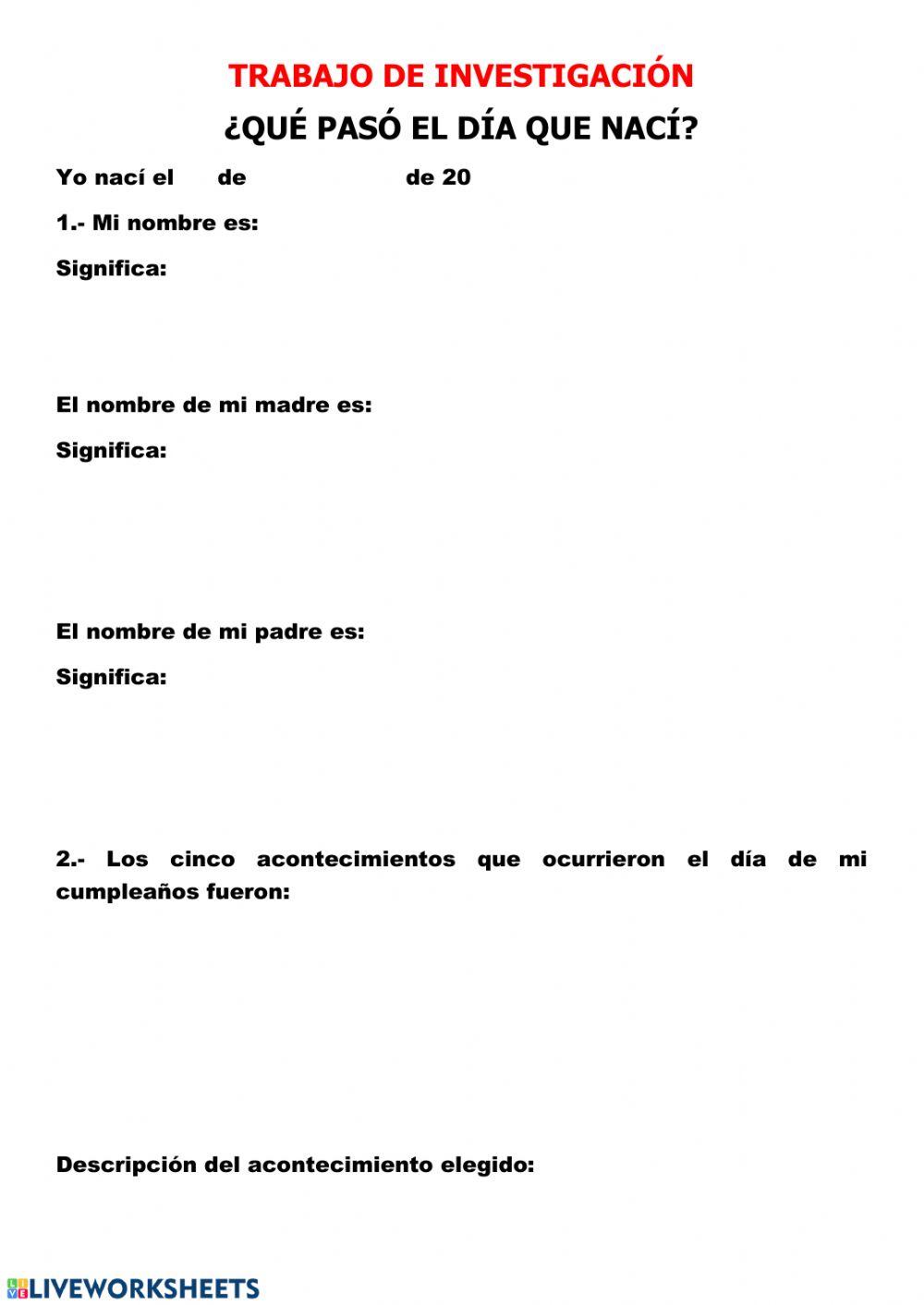 ¿Qué sucedió el día de mi nacimiento?
