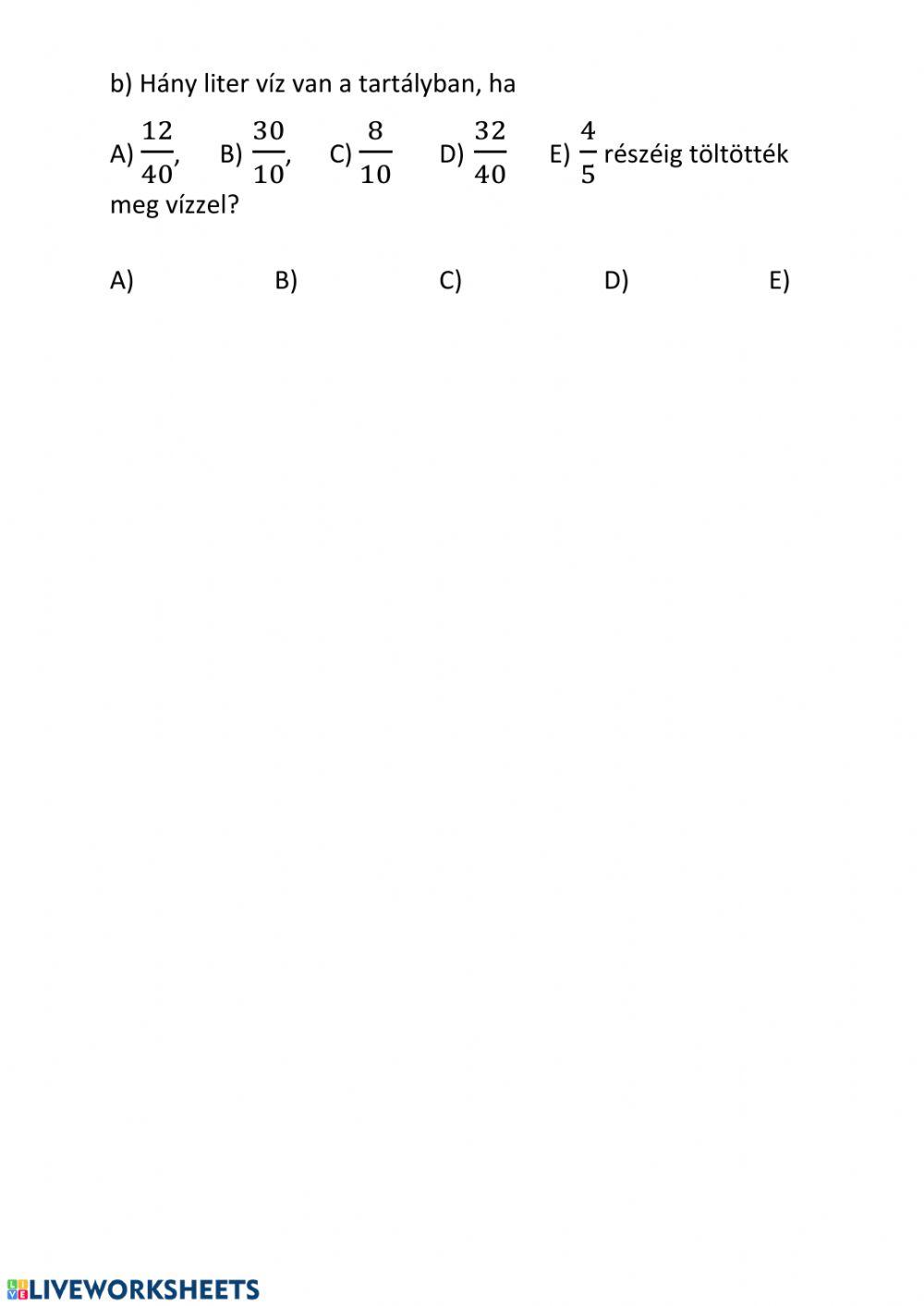 Törtek helye a számegyenesen