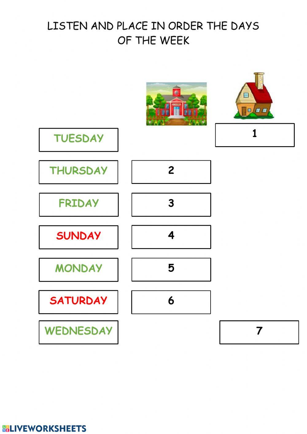 days of the weekf the week