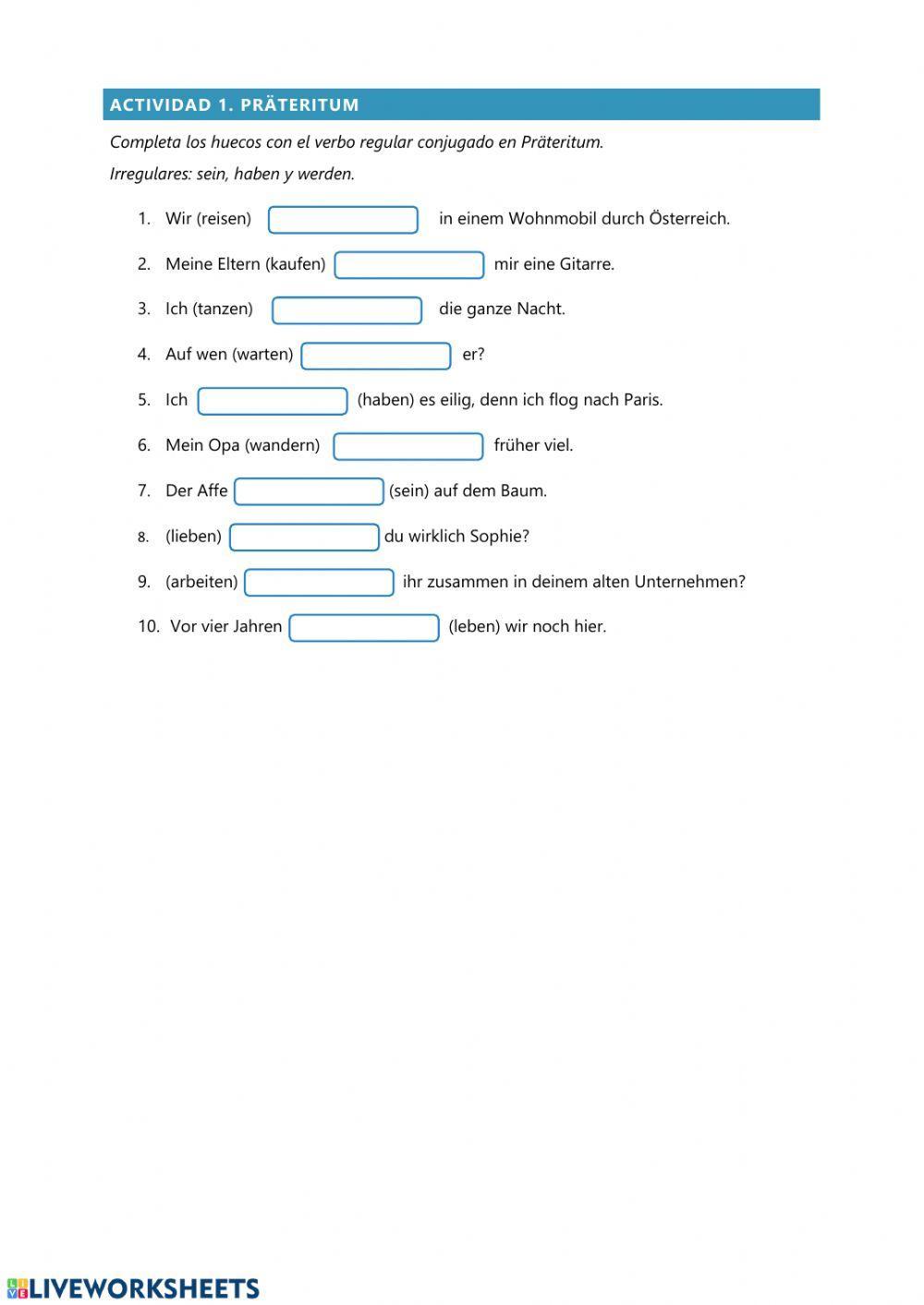 Präteritum: completa huecos