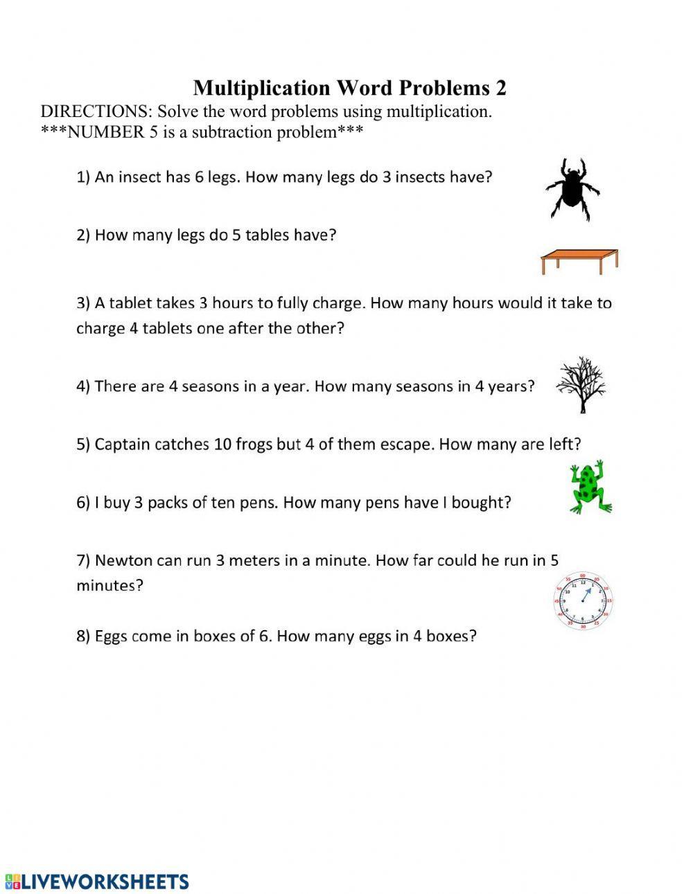 Multiplication Word Problems 2