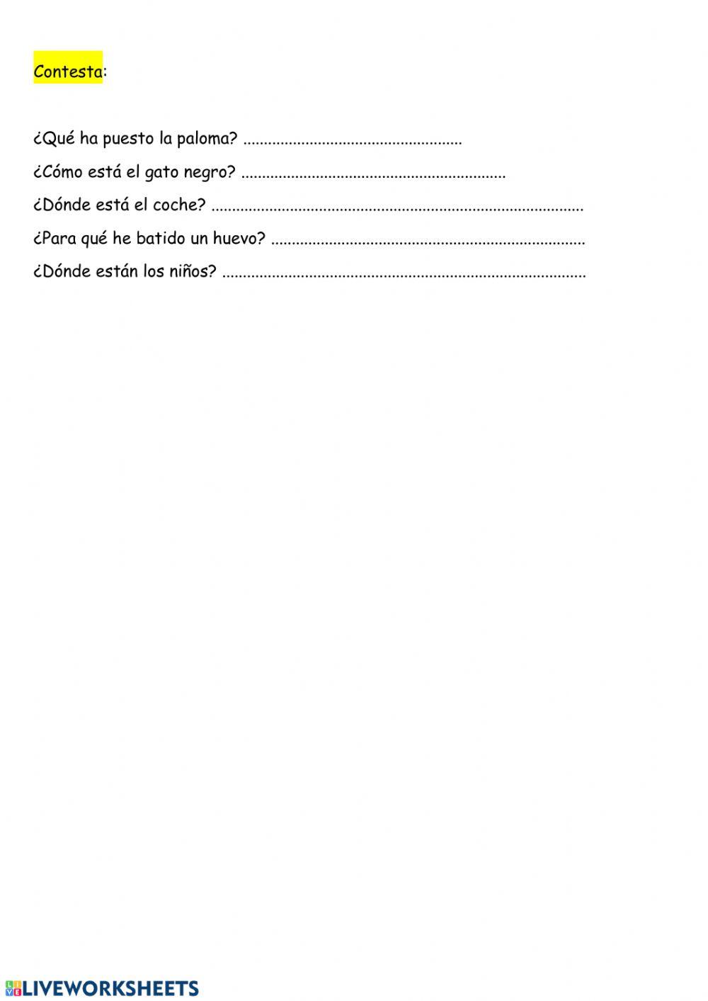 Comprensión lectora de frases- gato