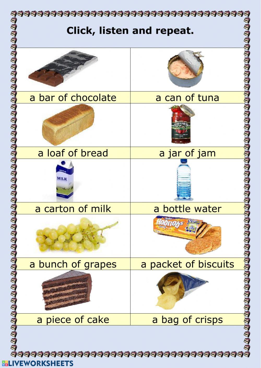 Food containers and quantifiers