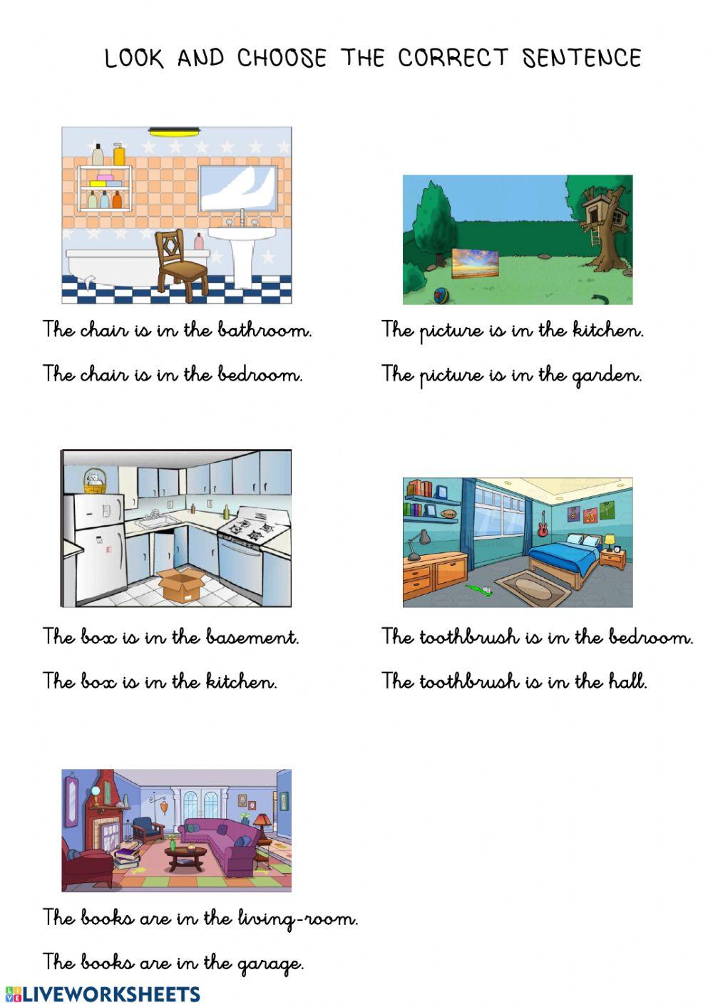 OBJECTS Look and choose the correct sentence worksheet Live Worksheets