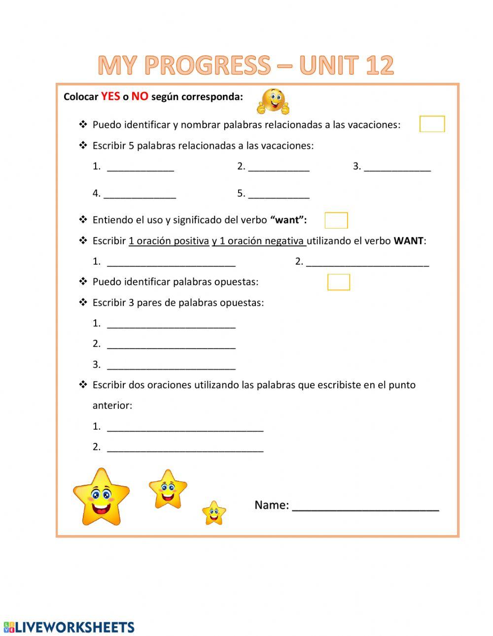 My progress - UNIT 12