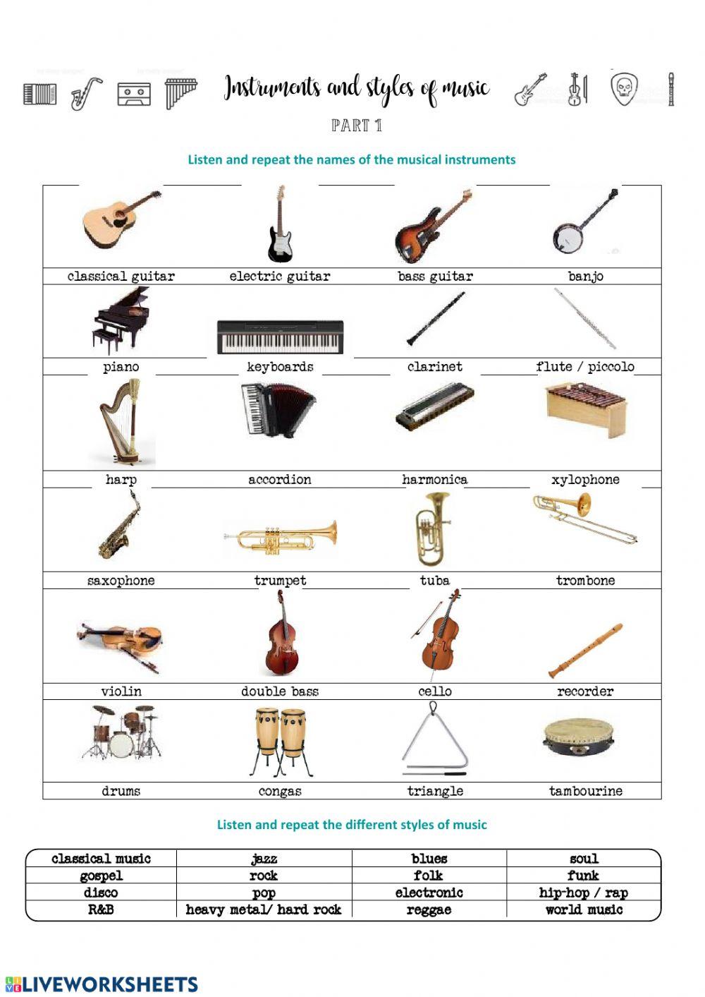 Musical instruments and styles (part 1)