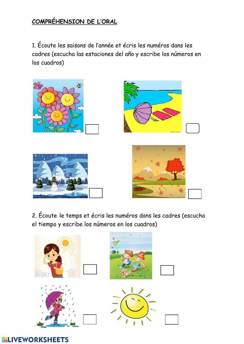 Les mois, les saisons et la méteo