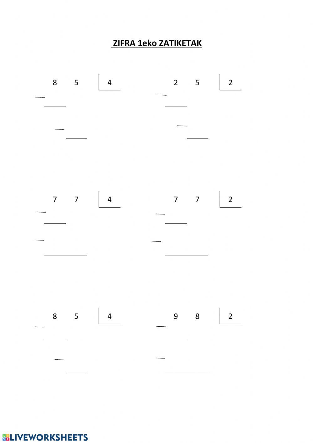 Zifra 1eko zatiketak