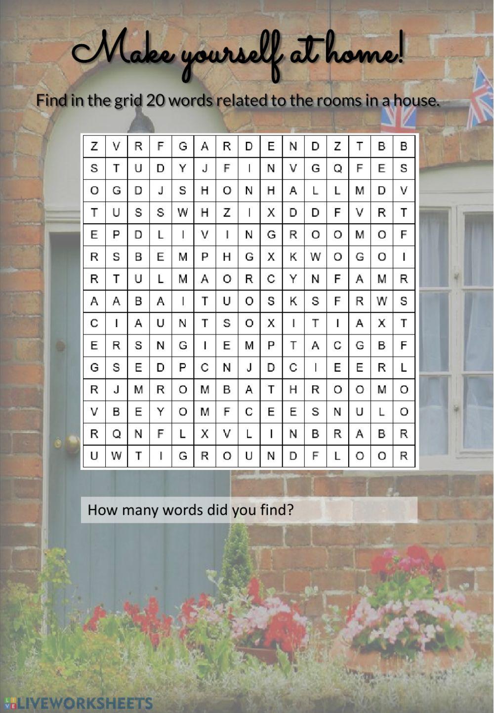 Rooms wordsearch