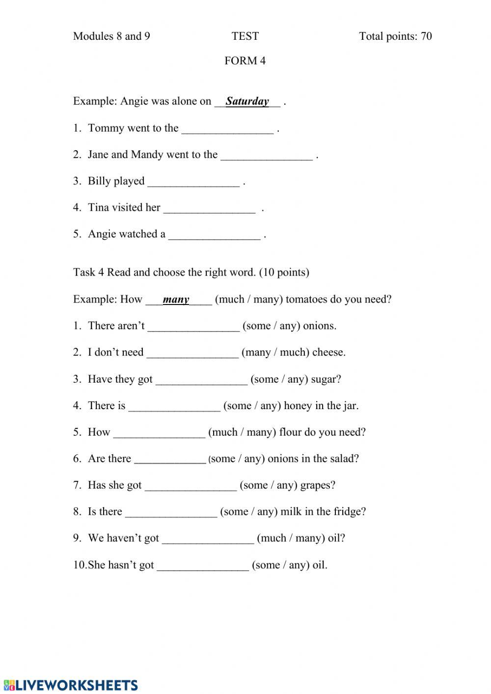 Test on Modules 8 and 9