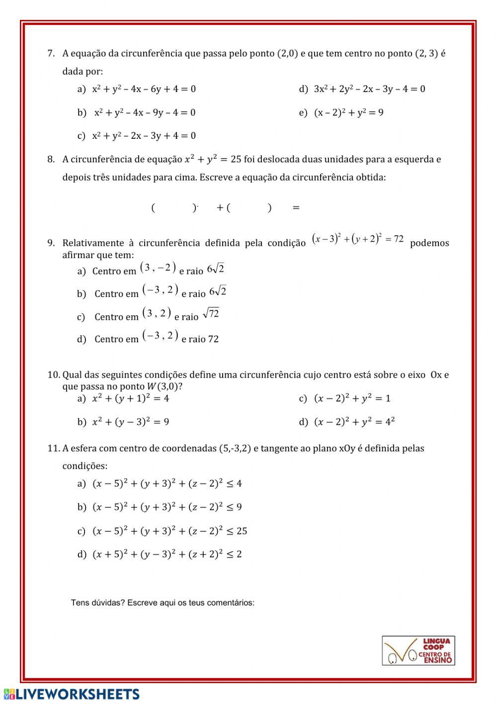 Geometria Analítica 10.1 - Circunferência