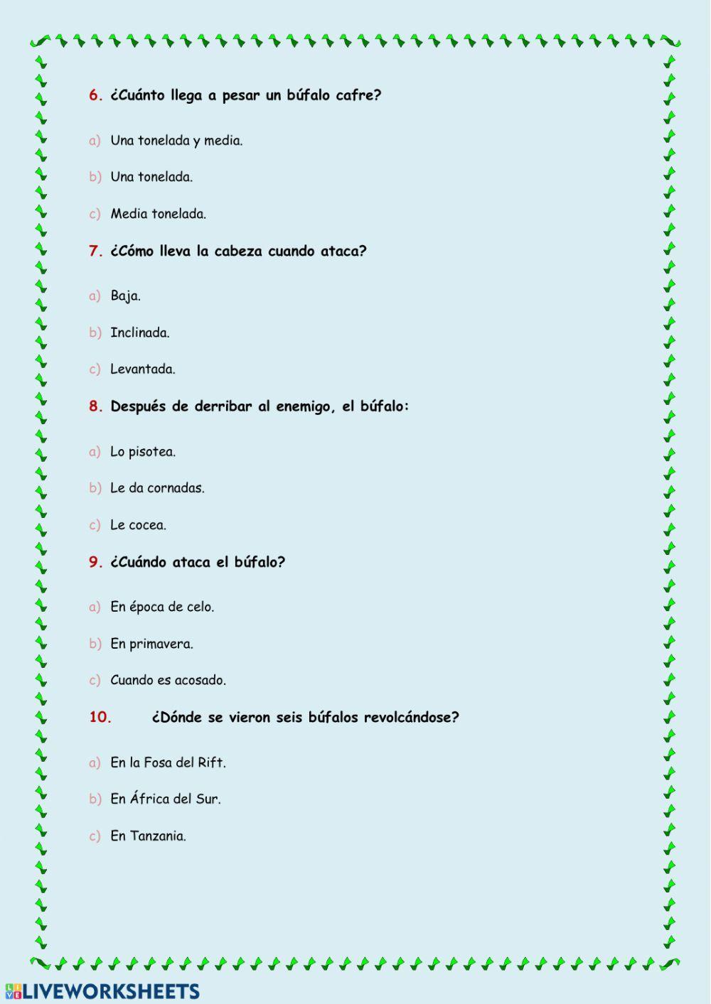 Lectura: El búfalo cafre