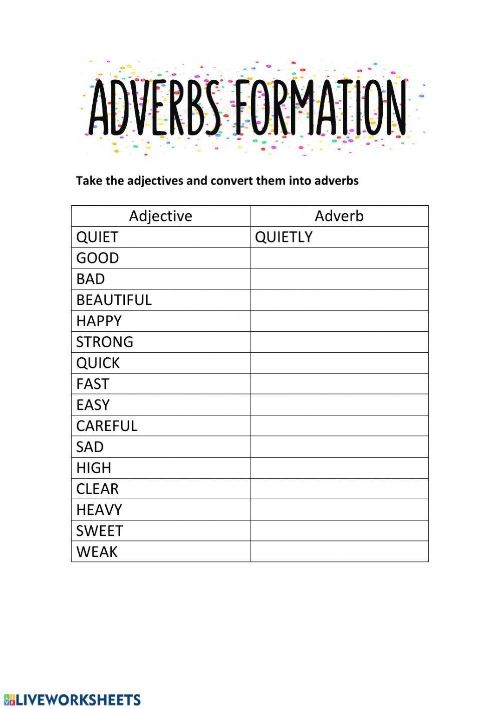 Adverbs formation