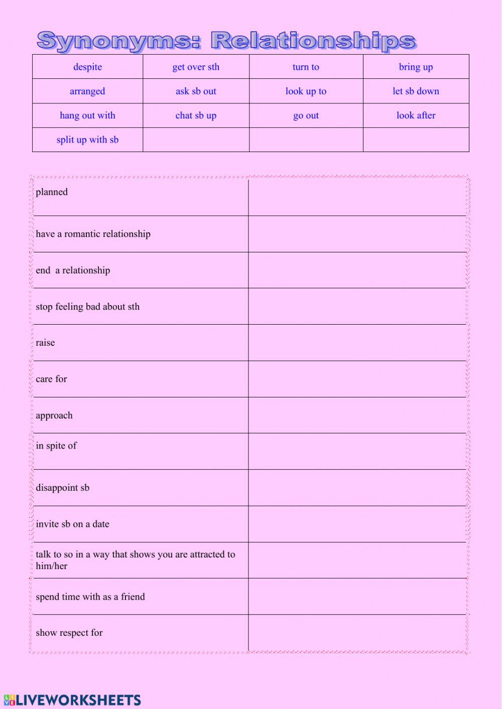 Synonyms: Relationships (Get Set 2)