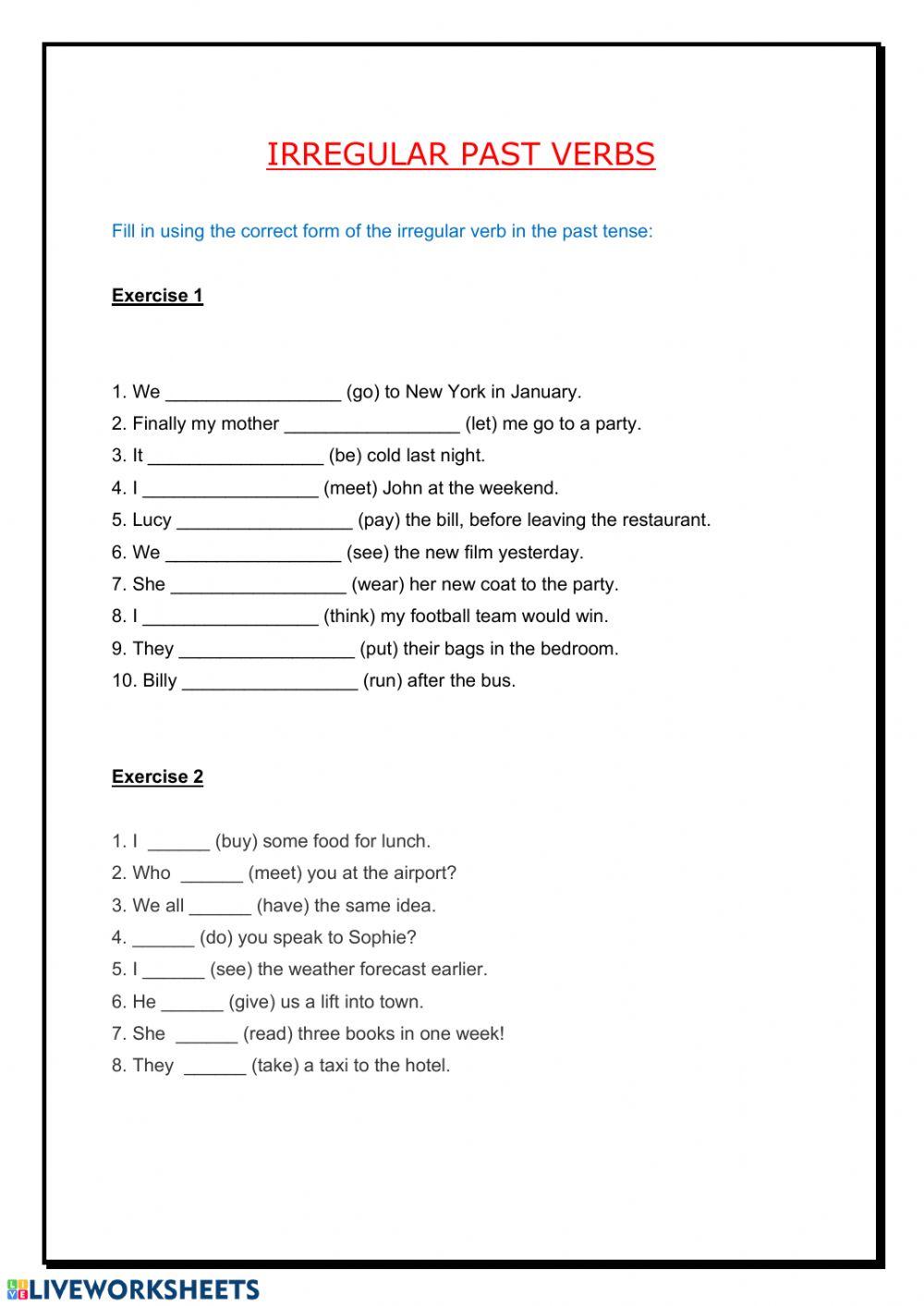 Irregular verbs in the past