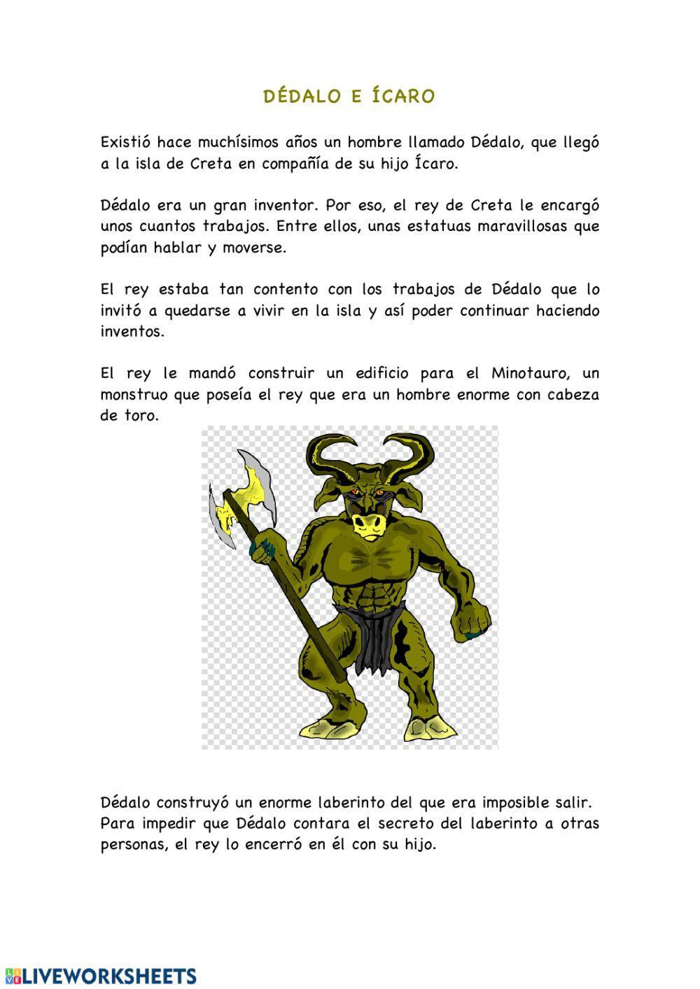 Dédalo e Ícaro. Lectura comprensiva