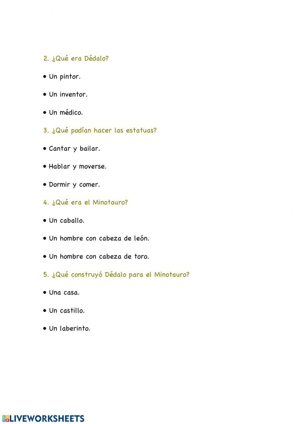 Dédalo e Ícaro. Lectura comprensiva