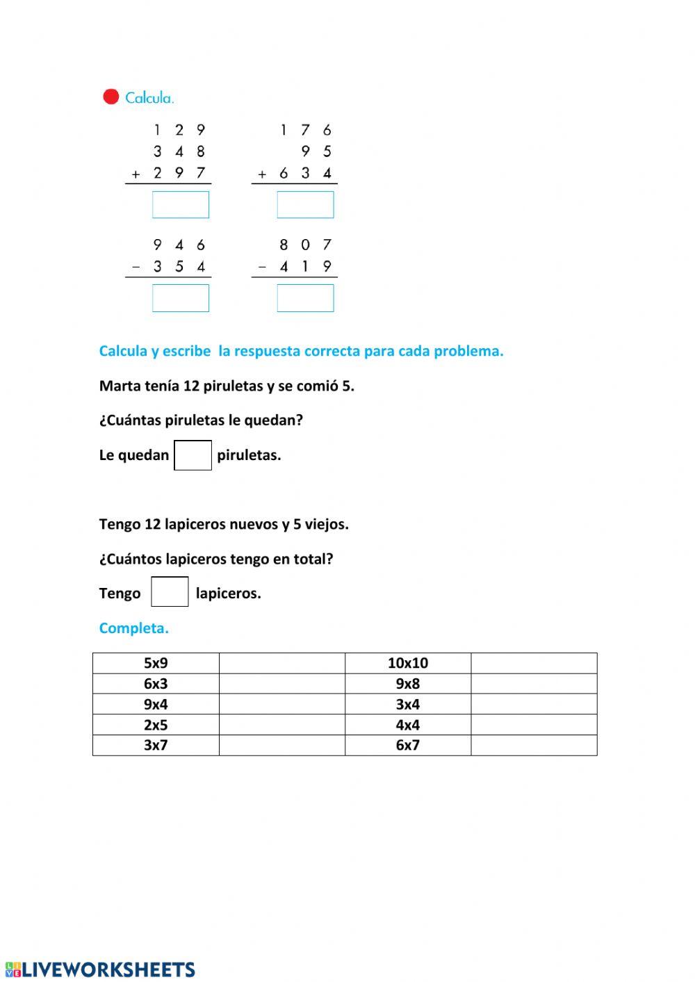 Repaso operaciones y problemas