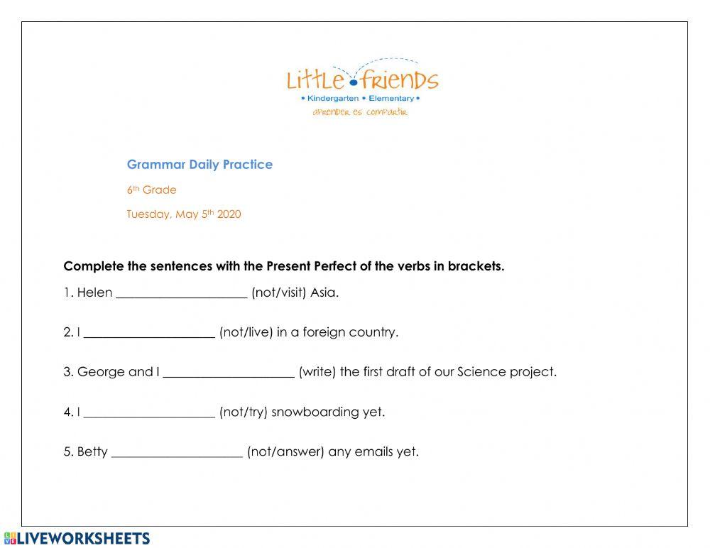 Grammar, Tuesday May 5th