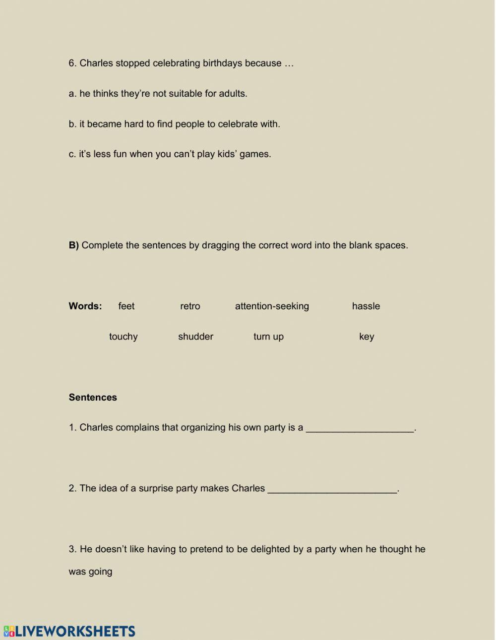 Celebrations activities: Birthday Parties