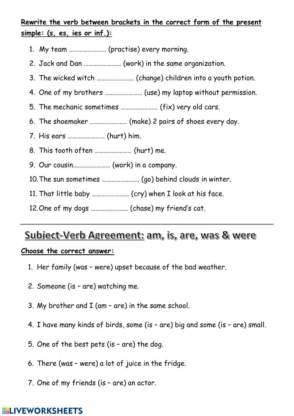 Subject verb agreement