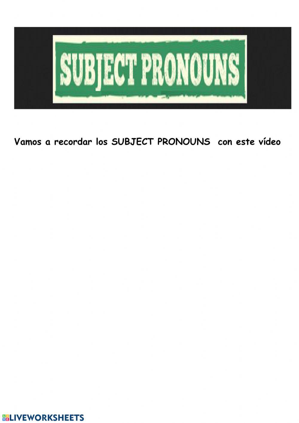 SUBJECT PRONOUNS
