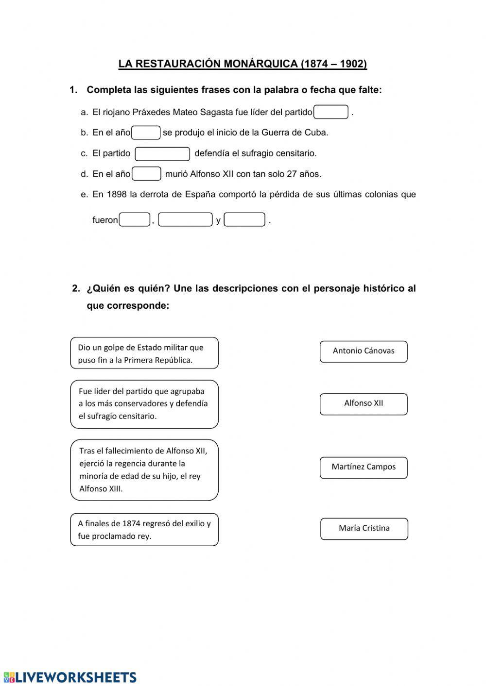 LA RESTAURACIÓN MONÁRQUICA