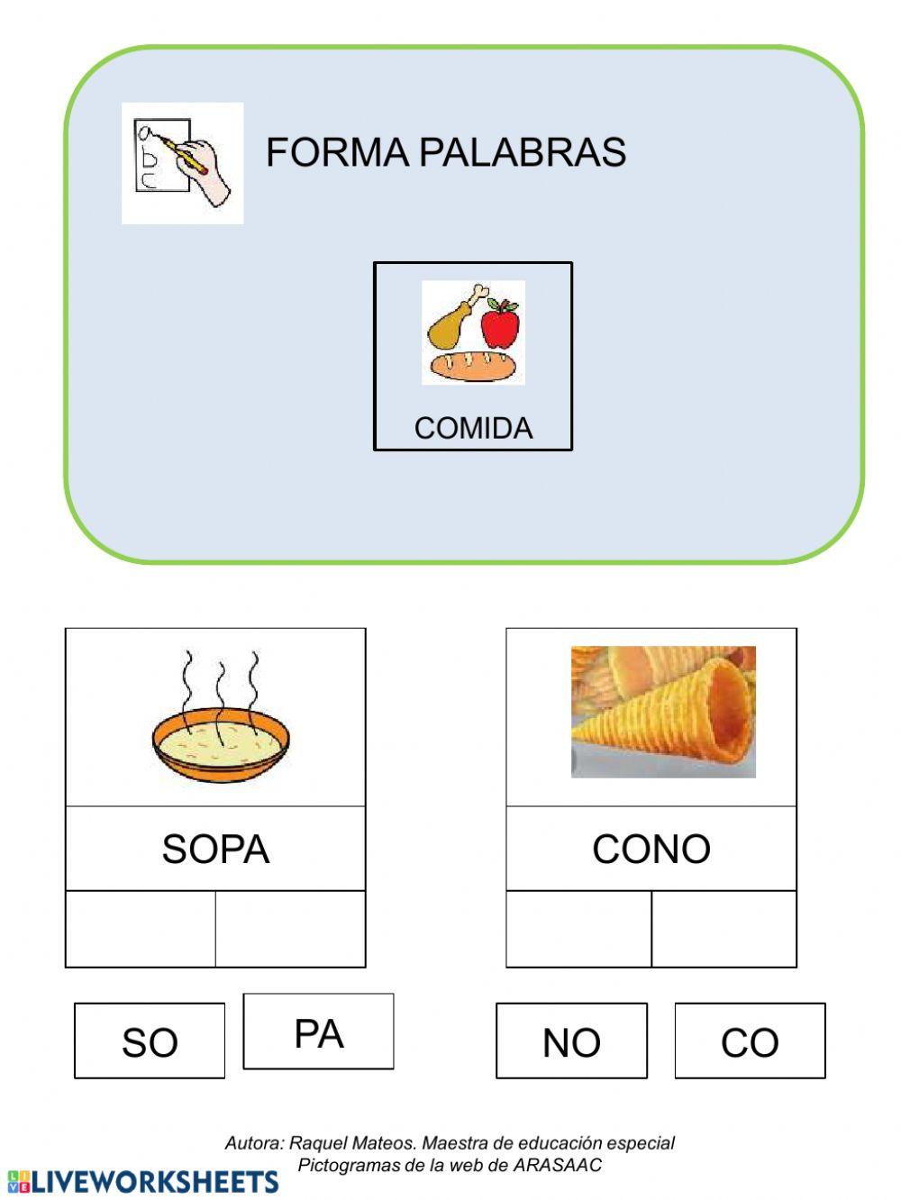 Lectura silábica comida