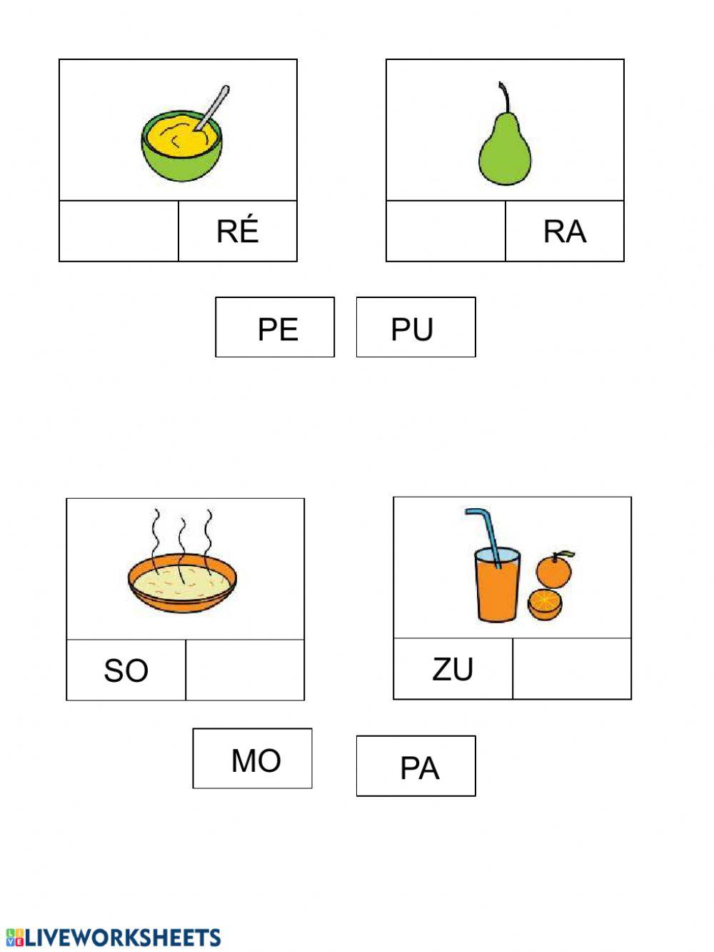 Lectura silábica comida