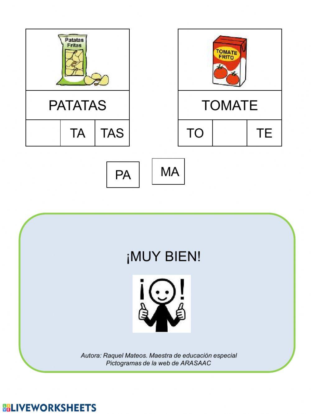 Lectura silábica comida